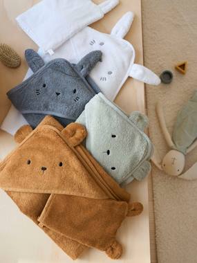 Baby-Bath Cape + Wash Mitt, in Organic Cotton