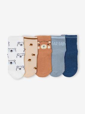 Pack of 5 Pairs of "Bear Cub" Socks for Babies  - vertbaudet enfant