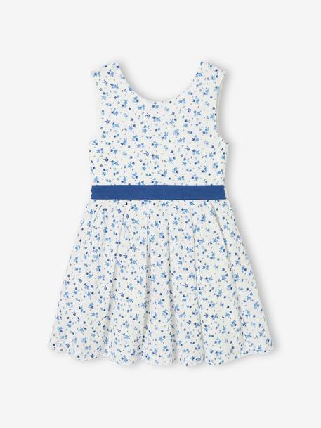 Robe de cérémonie motifs fleurs fille - bleu imprimé, Fille