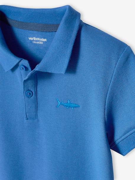 Short Sleeve Polo Shirt, Embroidery on the Chest, for Boys BLUE LIGHT SOLID WITH DESIGN+BLUE MEDIUM SOLID WITH DESIGN+electric blue+Green+GREY MEDIUM MIXED COLOR+pastel yellow+Red+WHITE LIGHT SOLID WITH DESIGN - vertbaudet enfant 