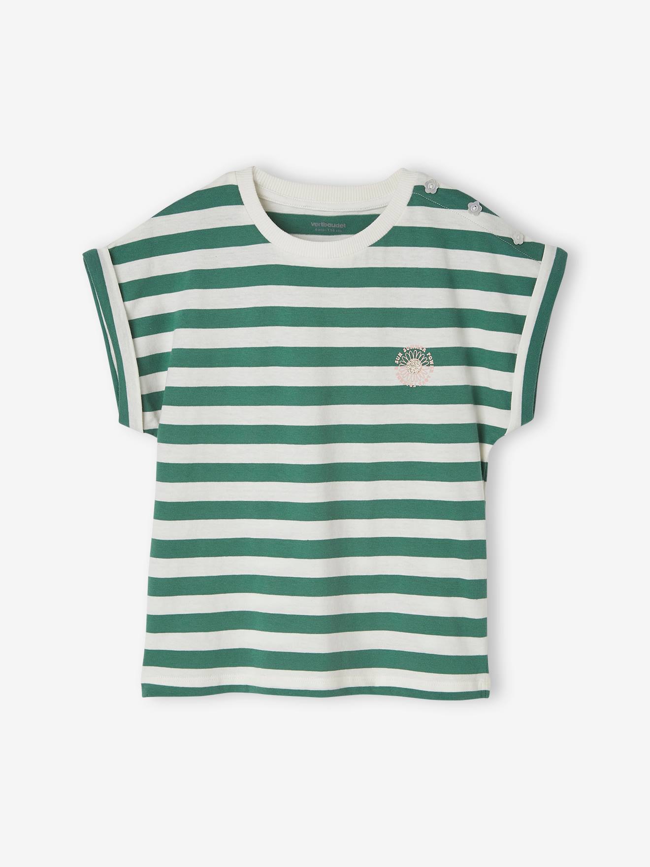 Camiseta con mensaje, para niña verde pino - Vertbaudet