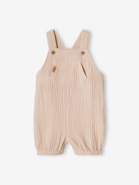 Baby-Dungarees & All-in-ones-Cotton Gauze Dungarees, Lined, for Newborn Babies