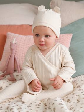 Bébé-Ensemble-Combinaison en maille côtelée bébé et son bonnet