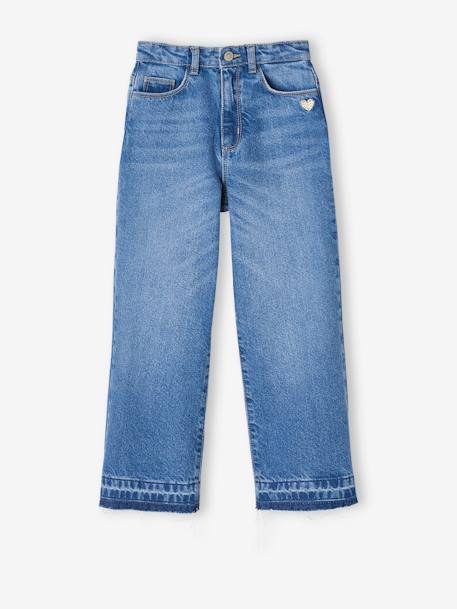 Jean Fille Large à Volants Vertbaudet – Denim 100% Coton, Ceinture Ajustable, Jambes Volantées