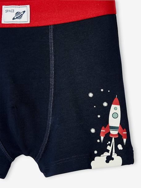 Pack of 3 Stretch Boxers for Boys, 'Space' navy blue - vertbaudet enfant 
