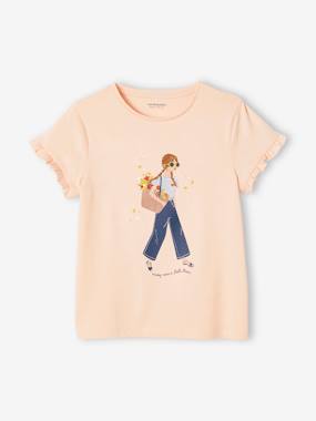 Fille-T-shirt, sous-pull-Tee-shirt "Egérie" fille manches courtes volantées