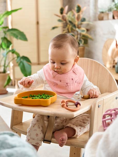 3 Bandana-Style Bibs in Cotton Gauze Brown+crystal blue+GREEN DARK ALL OVER PRINTED+Light Green+old rose+sage green+White/Print - vertbaudet enfant 