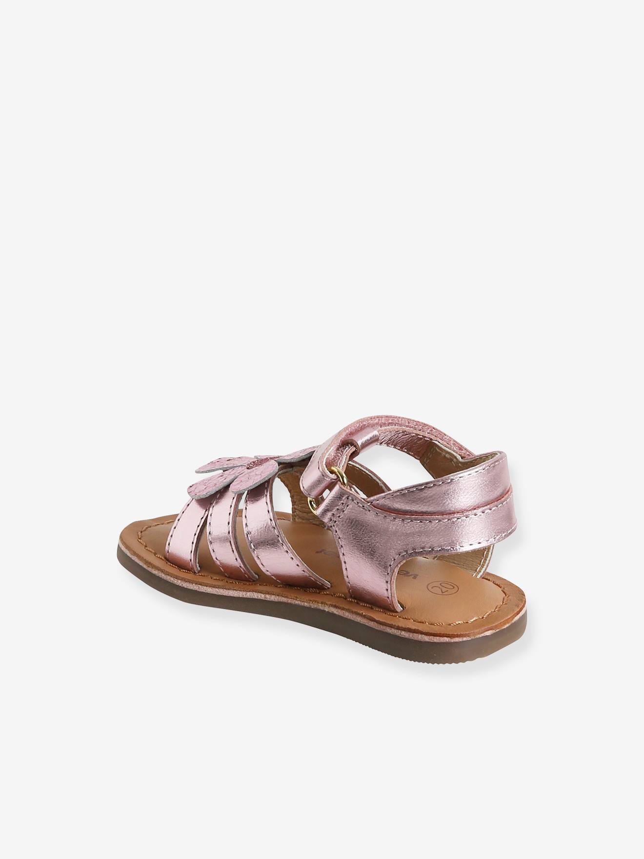 Baby/Toddler/Infant Girl Leather Closed Toe Sandals FIRST STEPS - HIBISCUS  FLOWER (with ankle support)