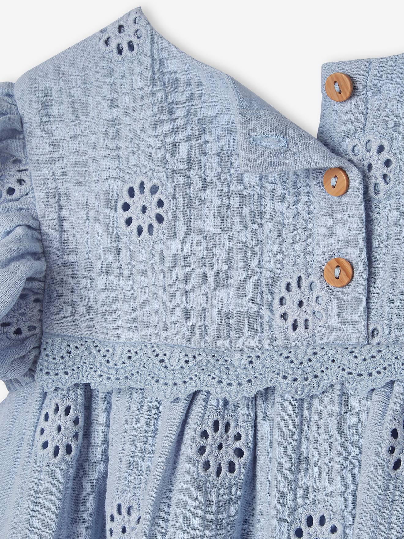 Combinaison Longue Cérémonie Fille VERTBAUDET - Gaze De Coton Broderie Anglaise - Élégante Et Légère