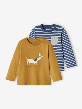 Bébé-T-shirt, sous-pull-T-shirt-Lot de 2 T-shirts bébé motif animal et rayé