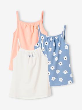 -Pack of 3 Basics Tops with Thin Straps, for Girls