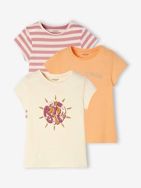 Fille-T-shirt, sous-pull-Lot de 3 t-shirts Basics détails irisés fille