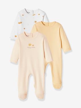 Baby-Pack of 3 Basic Sleepsuits in Interlock Fabric for Babies