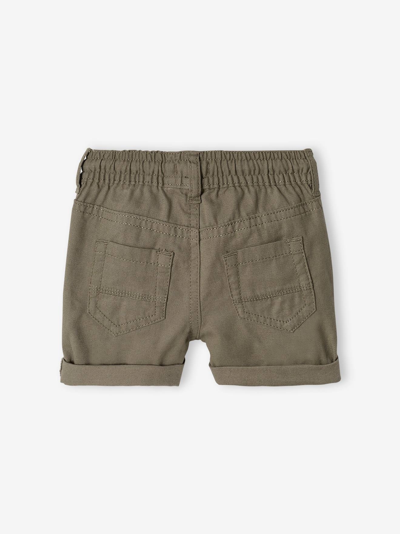 Short sergé taille élastiquée bébé garçon - vert de gris, Bébé