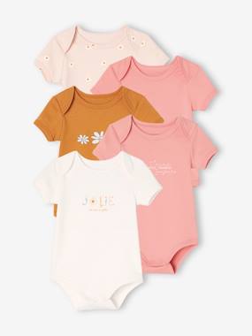 Baby-Pack of 5 Short Sleeve Bodysuits, Daisies, for Babies