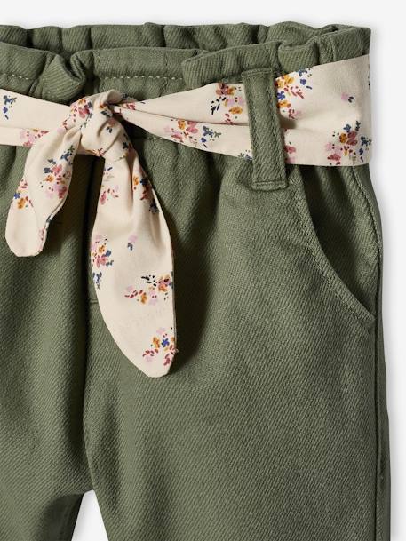 Paperbag Trousers with Belt, for Babies cappuccino+ecru+lichen+pale pink - vertbaudet enfant 