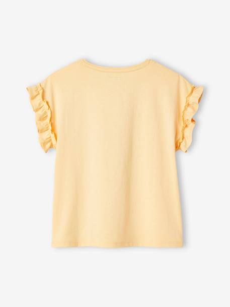 T-shirt à motif irisé fille manches courtes volantées blanc+bleu ciel+écru+jaune pâle+marine+mauve+pêche+rose pâle - vertbaudet enfant 