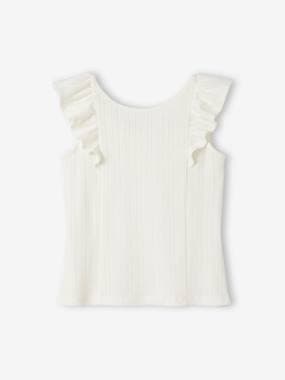 Fille-T-shirt, sous-pull-Débardeur volanté en maille pointelle fille