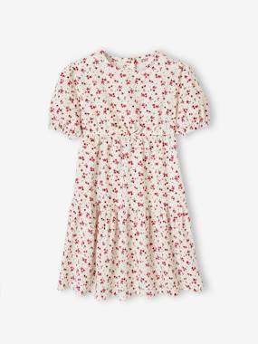 -Robe à volant fille manches 3/4