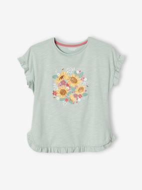 Fille-T-shirt, sous-pull-T-shirt-Tee-shirt volanté motif à sequins fille