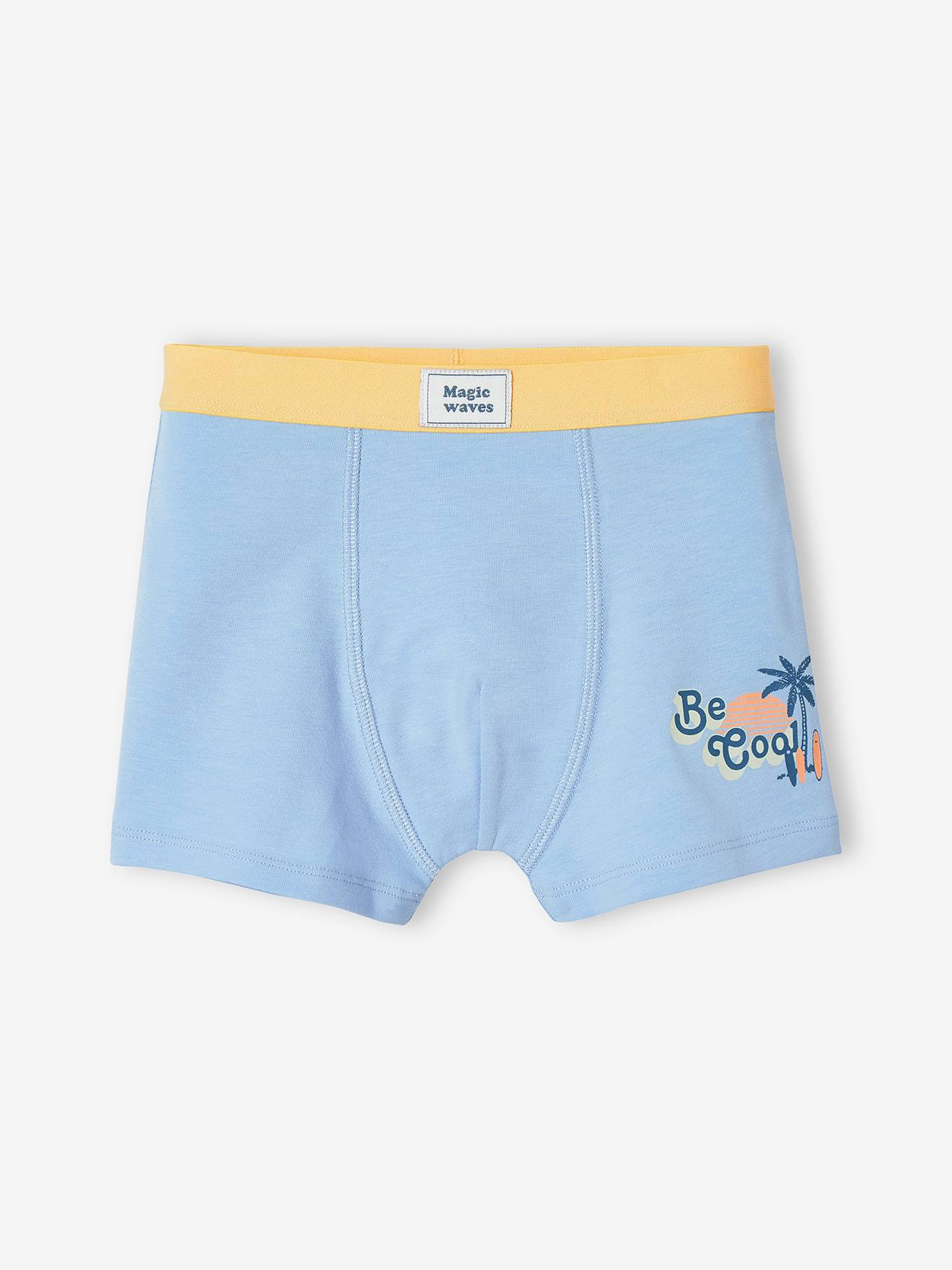 Pack of 5 Stretch Boxer Shorts, Surf, for Boys - pale yellow, Boys