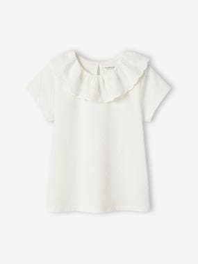 Top with Frilled Collar in Broderie Anglaise for Girls  - vertbaudet enfant