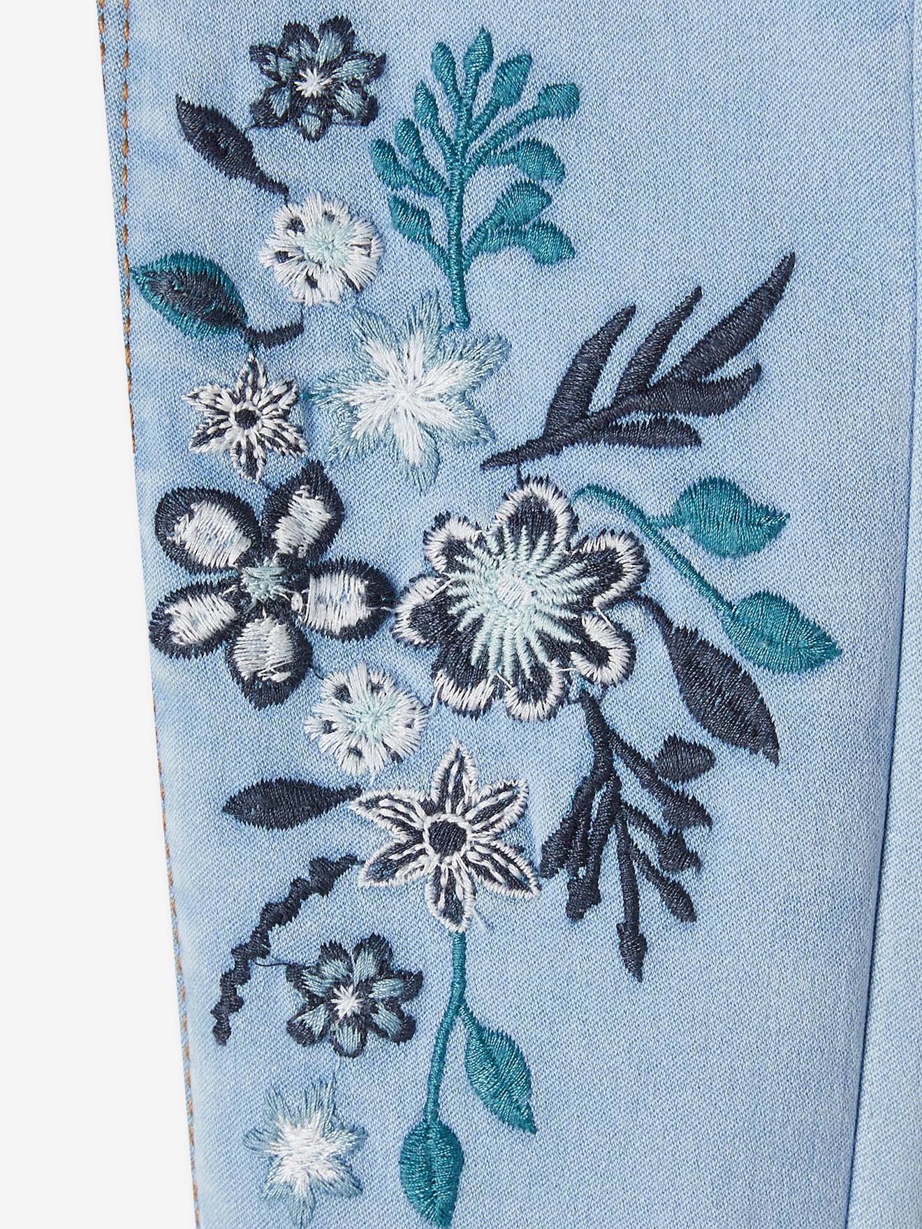 Embroidered Waterless Treggings, MorphologiK Wide Hip, for Girls - blue  dark wasched, Girls