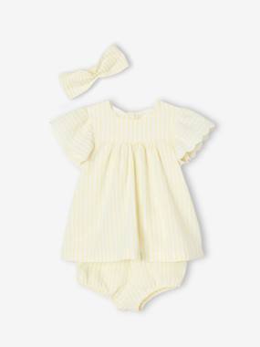 Bébé-Robe, jupe-Ensemble 3 pièces Bébé : robe + bloomer + bandeau