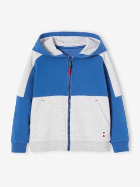 Boys-Cardigans, Jumpers & Sweatshirts-Sweatshirts & Hoodies-Sports Jacket with Zip & Hood, Colourblock Effect, for Boys