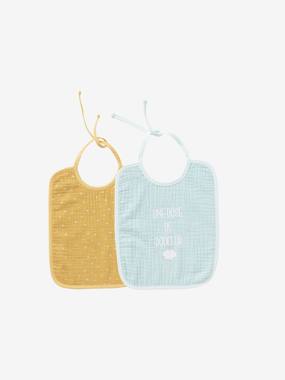 Nursery-Mealtime-Bibs-Pack of 3 Baby Bibs in Muslin