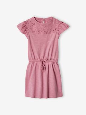 Girls-Dresses-Dress with Details in Broderie Anglaise for Girls