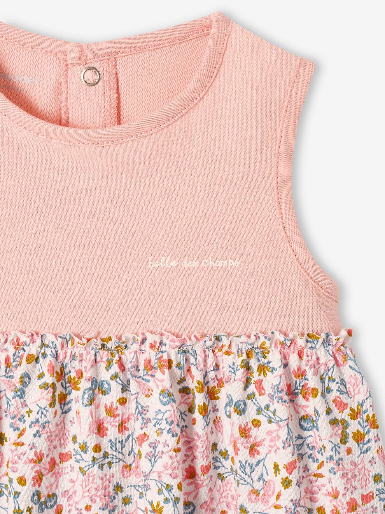 Vertbaudet Robe Bébé Fille Avec Bandeau Assorti - Imprimé Tilleul Charmant - Dès La Naissance