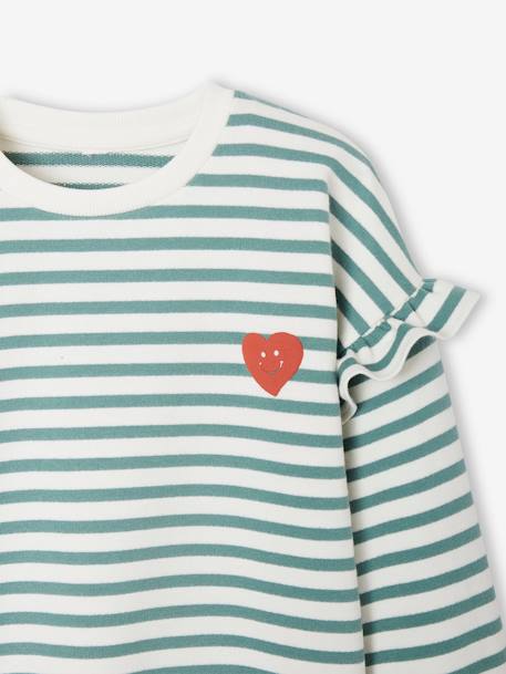 Sailor-type Sweatshirt with Ruffles on the Sleeves, for Girls striped green+striped pink - vertbaudet enfant 