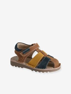 Shoes-Boys Footwear-Hook-and-Loop Leather Sandals for Children, Designed for Autonomy
