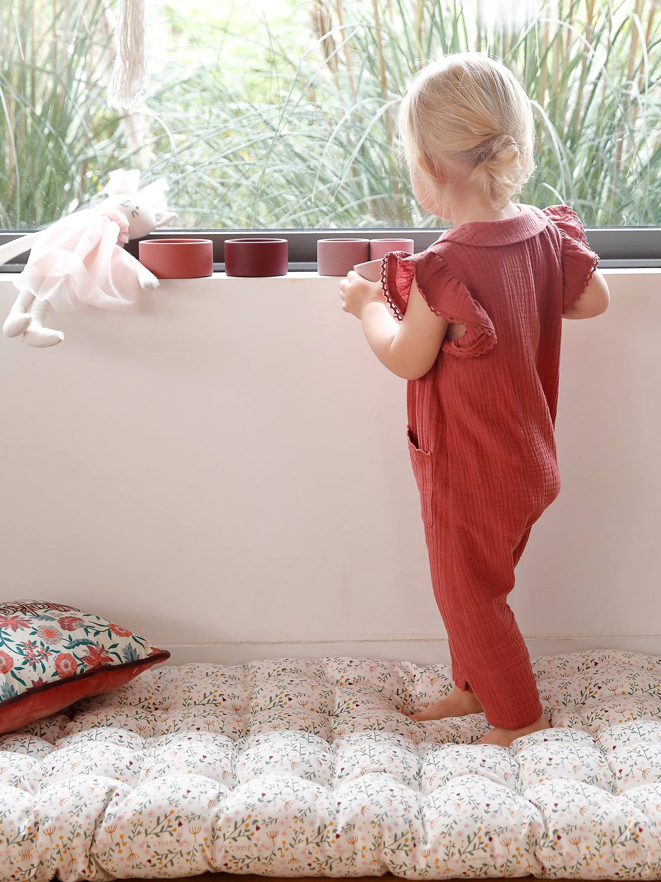 Cotton Gauze Jumpsuit for Babies - terracotta, Baby