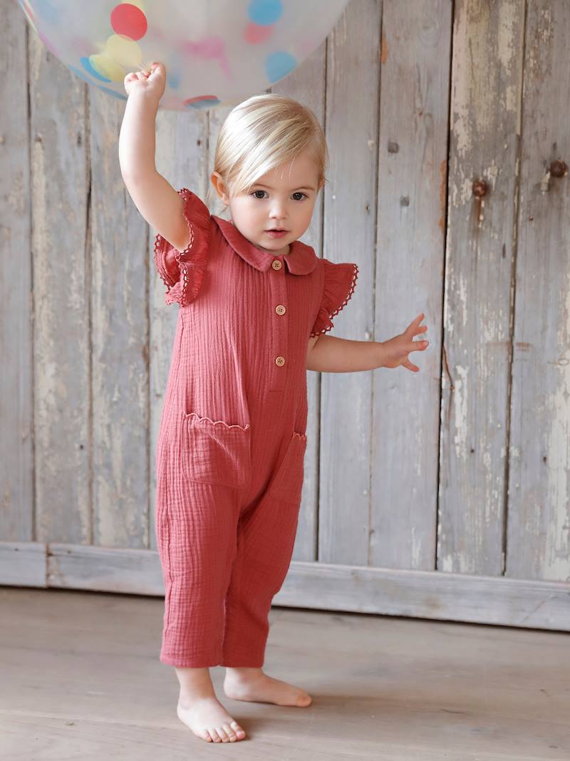 Cotton Gauze Jumpsuit for Babies terracotta, Baby