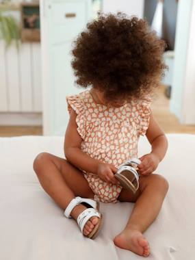 Sandales Bébé Fermées En Cuir VERTBAUDET – Taille 26, Scratch, Semelle Souple Antidérapante – Confort Et Protection