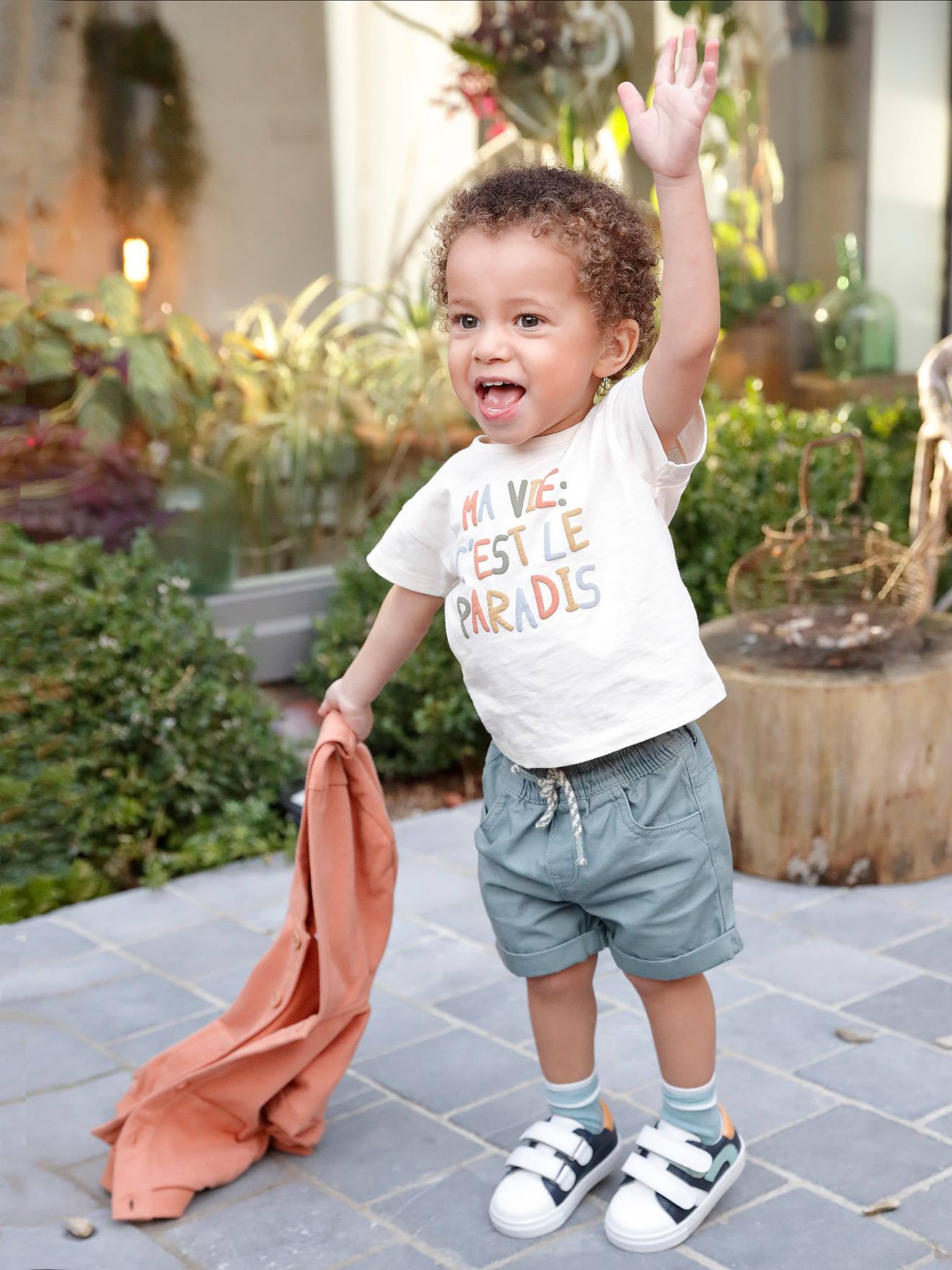 Twill Shorts with Elasticated Waistband, for Baby Boys - grey anthracite,  Baby