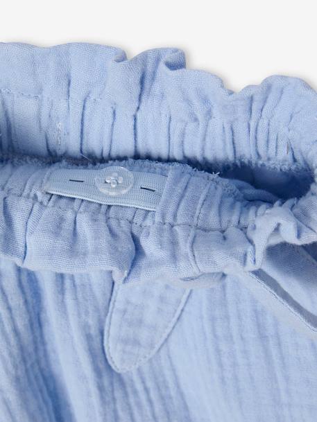Short en gaze de coton style 'paperbag' fille bleu pâle+corail+vanille+vert amande - vertbaudet enfant 