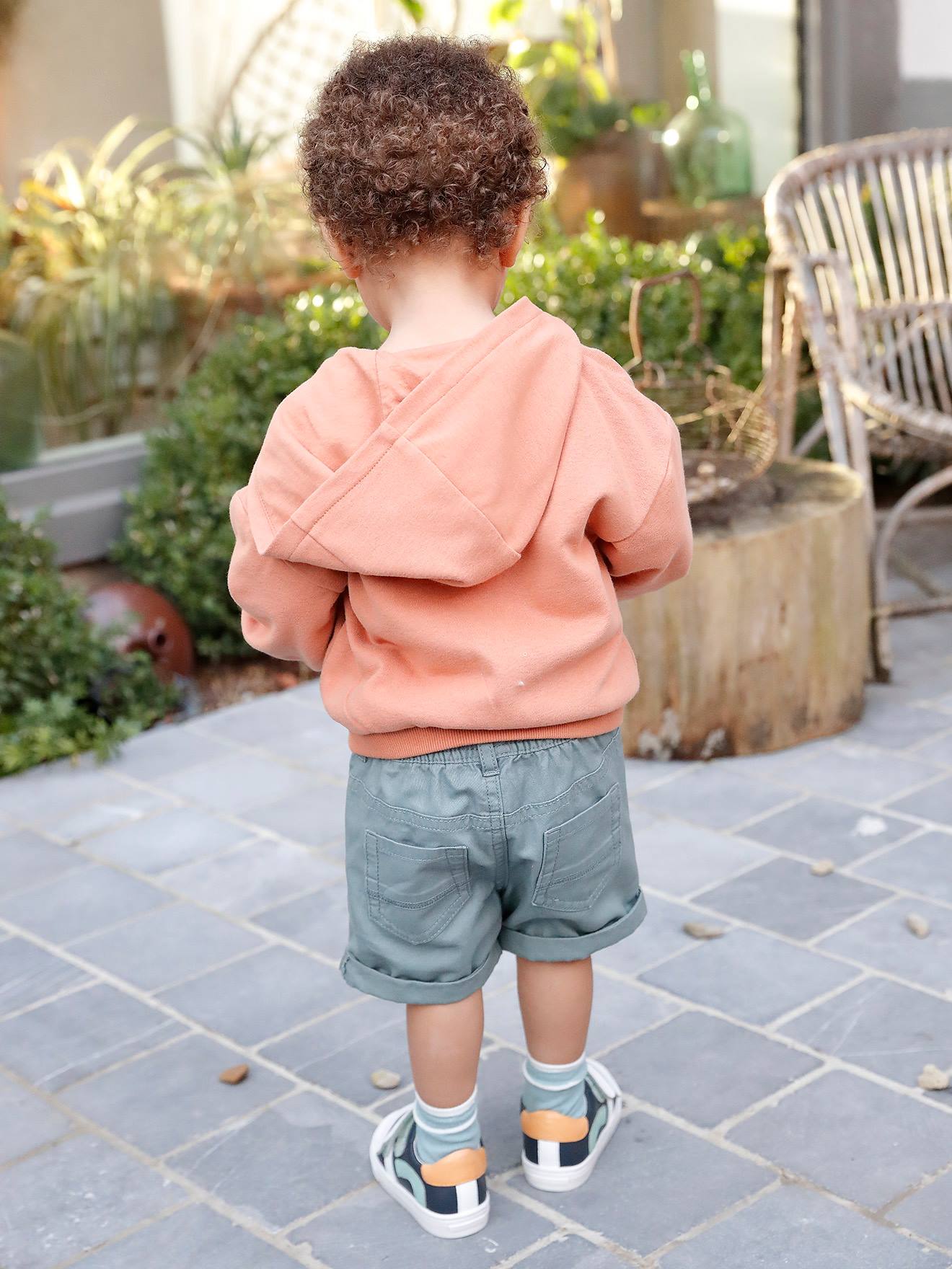 Twill Shorts with Elasticated Waistband, for Baby Boys - grey anthracite,  Baby