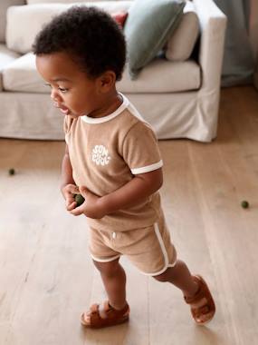 Baby-Terry Cloth Shorts + T-Shirt Ensemble for Babies