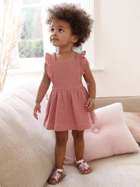 Bébé-Robe bébé en gaze de coton bretelles à volants