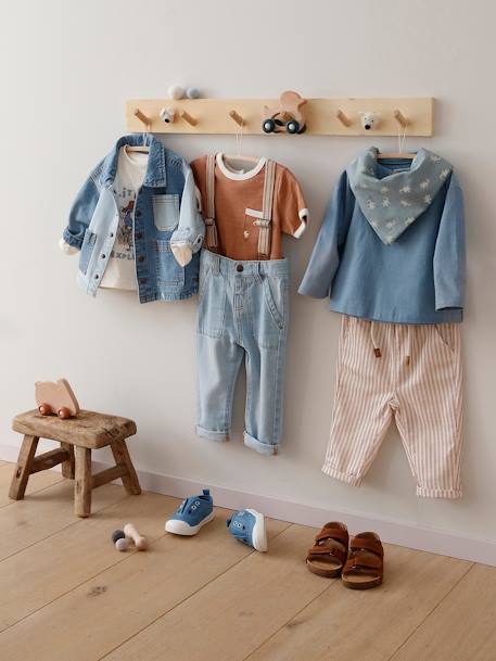 Ensemble 3 pièces bébé  chemise + pantalon + bandana bleu ciel - vertbaudet enfant 