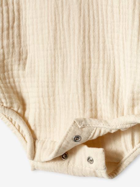 Cotton Gauze Bodysuit for Newborn Babies pearly grey - vertbaudet enfant 