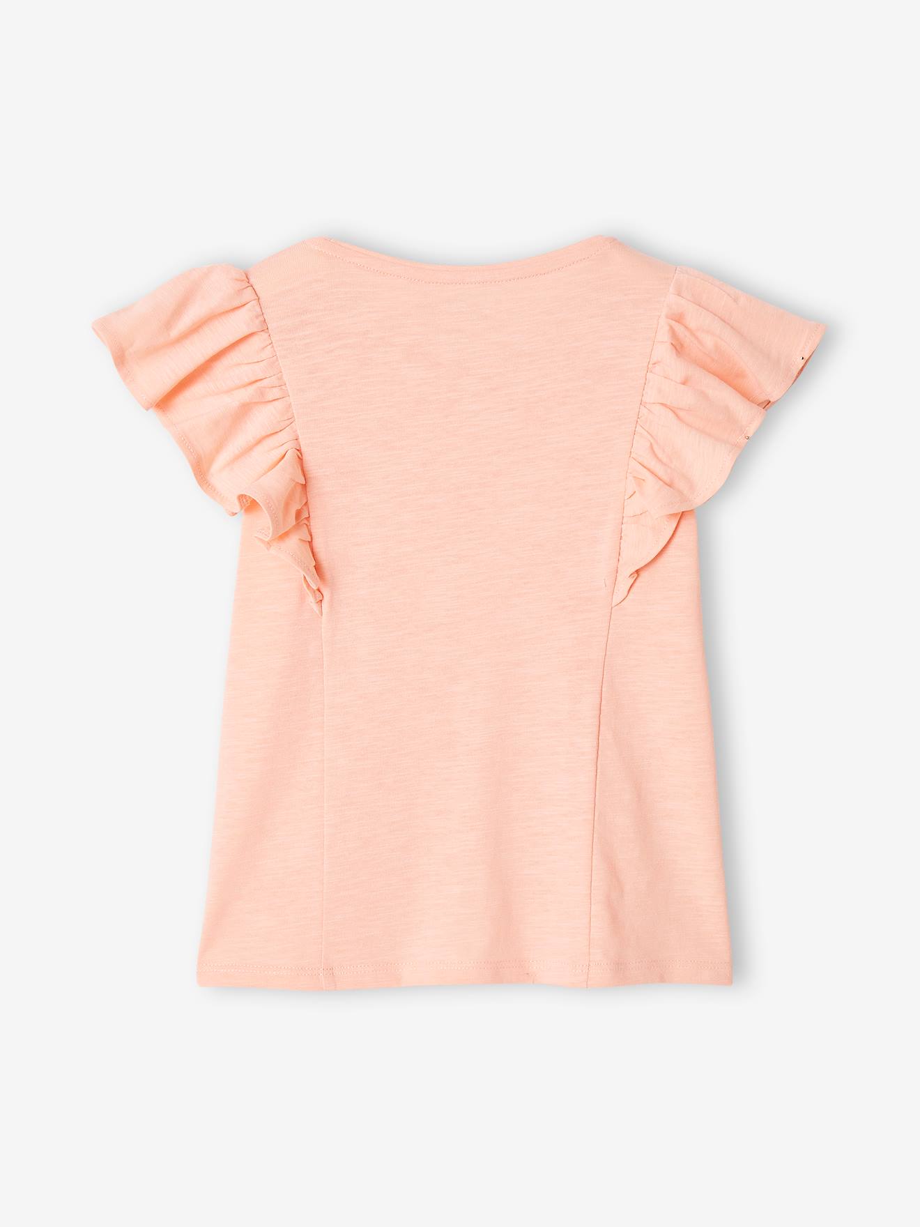 T-Shirt with Ruffles for Girls - peach, Girls