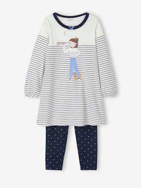 Girls-Nightwear-Sailor Nightie + Heart-Printed Leggings