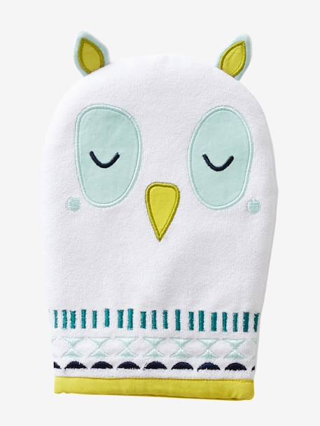 Pack of 3 Bath Gloves, Animals WHITE LIGHT SOLID WITH DESIGN - vertbaudet enfant 