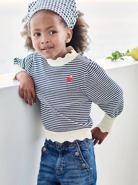 Striped Top for Girls striped navy blue - vertbaudet enfant 