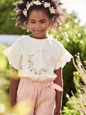 T-Shirt with Crown & Iridescent Details, for Girls  - vertbaudet enfant