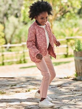 Girls-Coats & Jackets-Padded Jacket with Floral Print for Girls